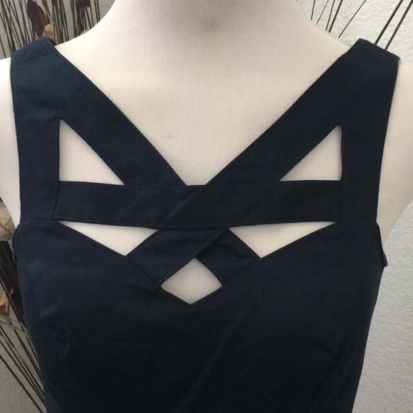 NWOT - XOXO Dark Blue Peplum Waist Career Dress - Picture 5 of 9